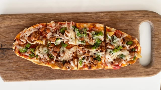 Sausage Flatbread Pizza.