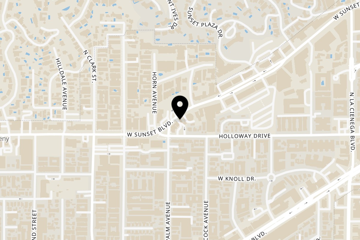 Map showing the location of The Freshery Test on 8768 Sunset Blvd in West Hollywood