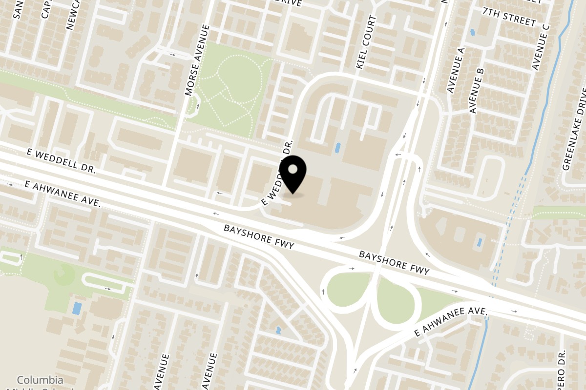 Map showing the location of The Freshery square-owner on 520 East Weddell Drive in Sunnyvale