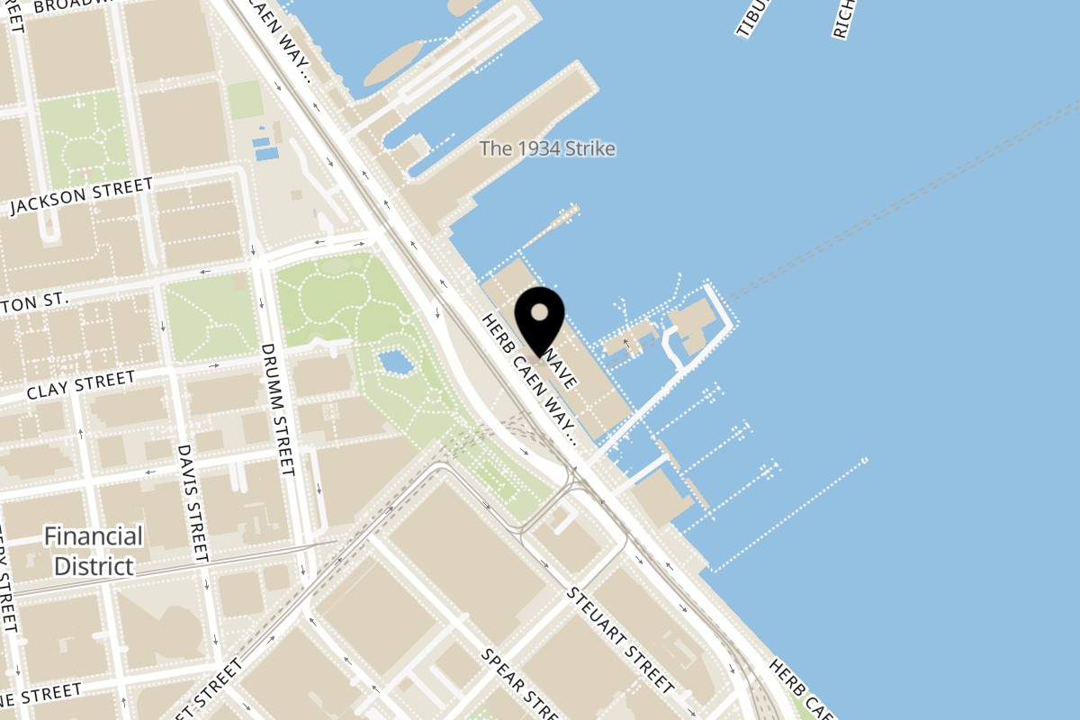 Map showing the location of The Freshery Resties on 1 Ferry Building in San Francisco