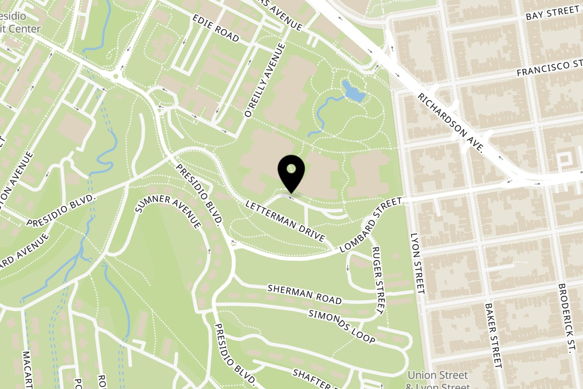 Map showing the location of The Freshery San Francisco Outpost on 1 Letterman Dr in San Francisco